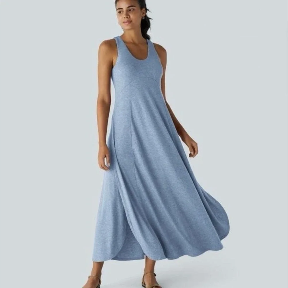 Halara U Neck Flowy Maxi Casual Tank Dress Large - Picture 2 of 7